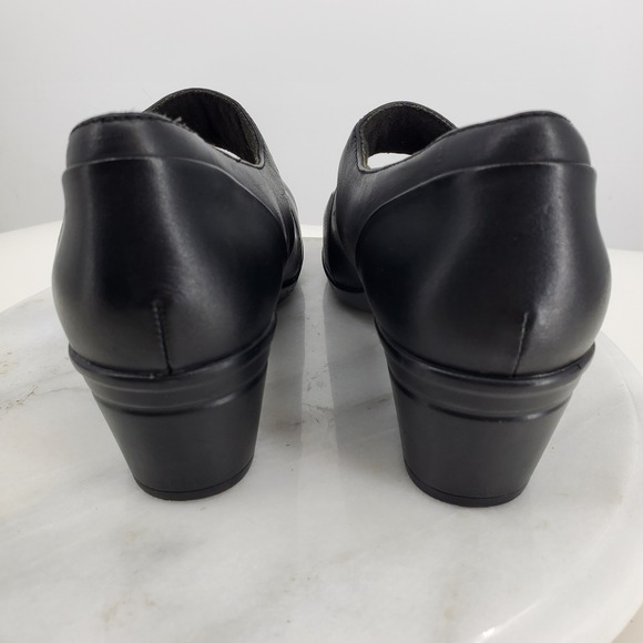 Clarks Black Leather Emslie Lulin Mary Jane Chunky Heel Classic Pumps Size 6.5 - Picture 7 of 10